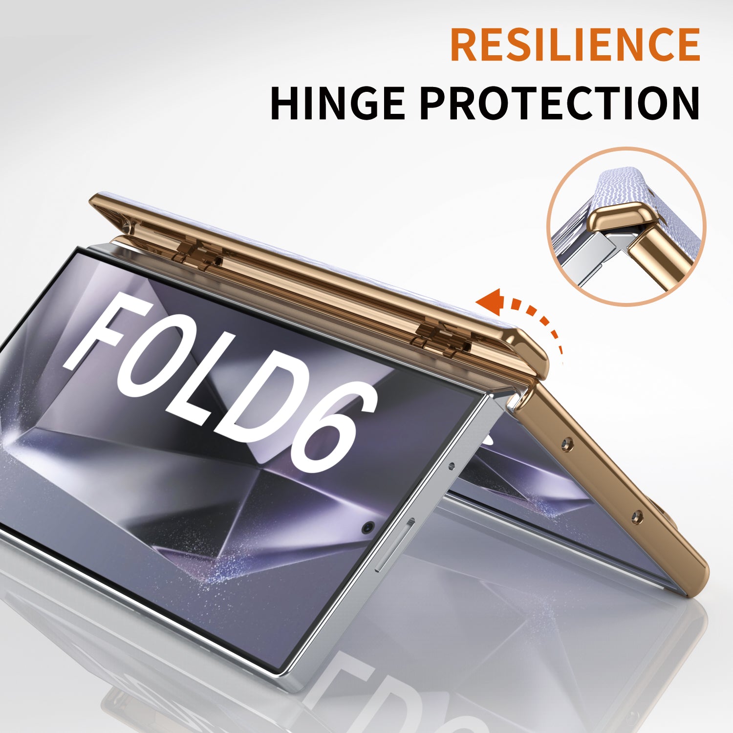 Resilient hinge protection on PortaLeather Z Fold case
